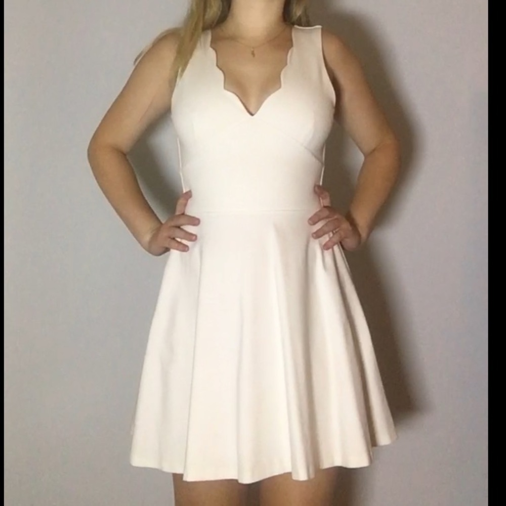 Nordstrom White Scalloped Skater Dress